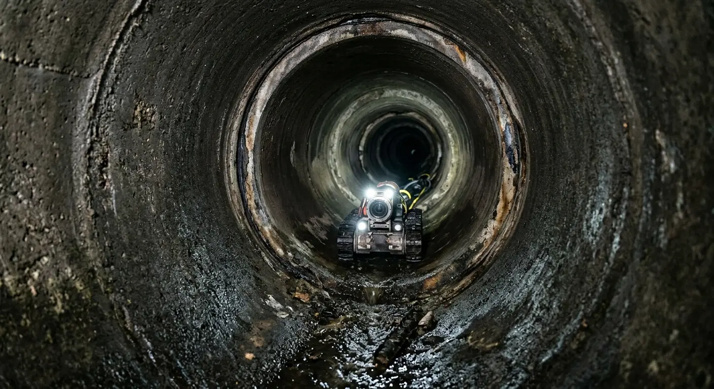 Robotic sewer camera inspecting pipe interior for Drain Snake Service in Rye Brook